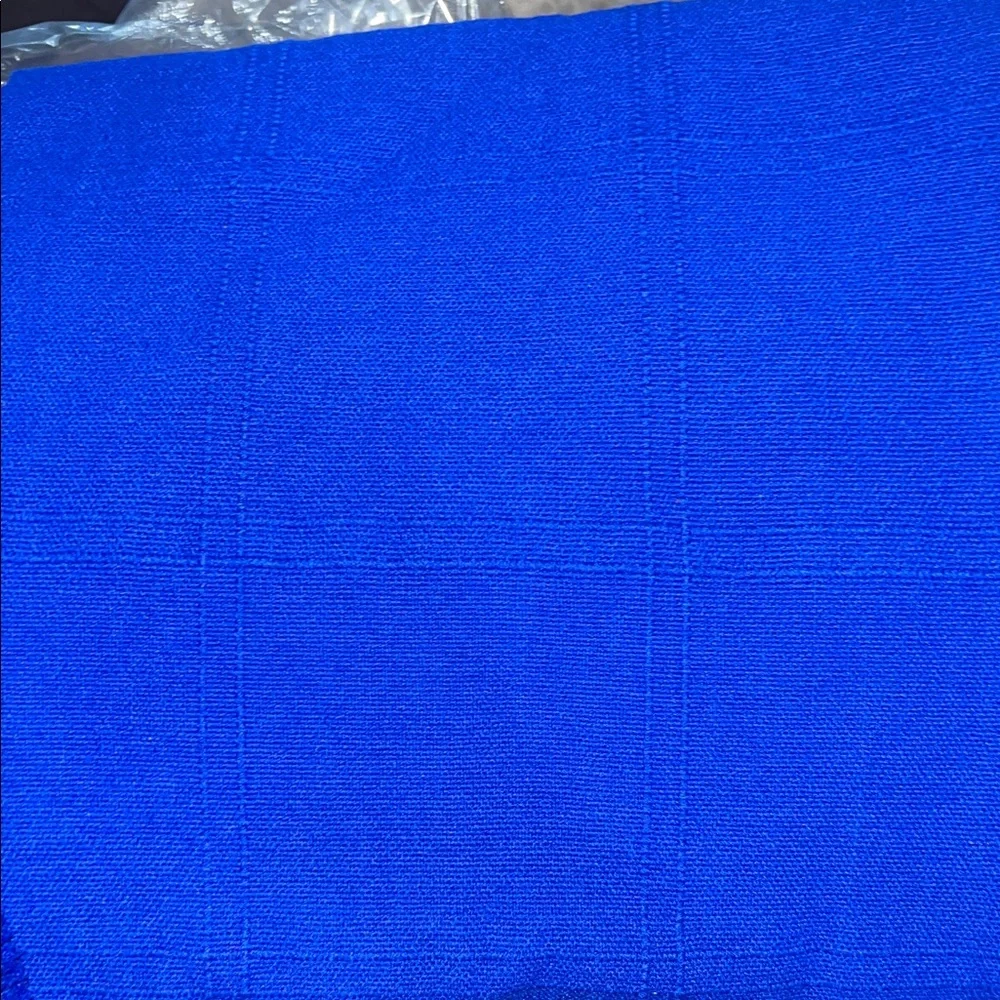 Royal Blue Textured Fabric Table Liner with napkins 48 inches square - Picture 2 of 2